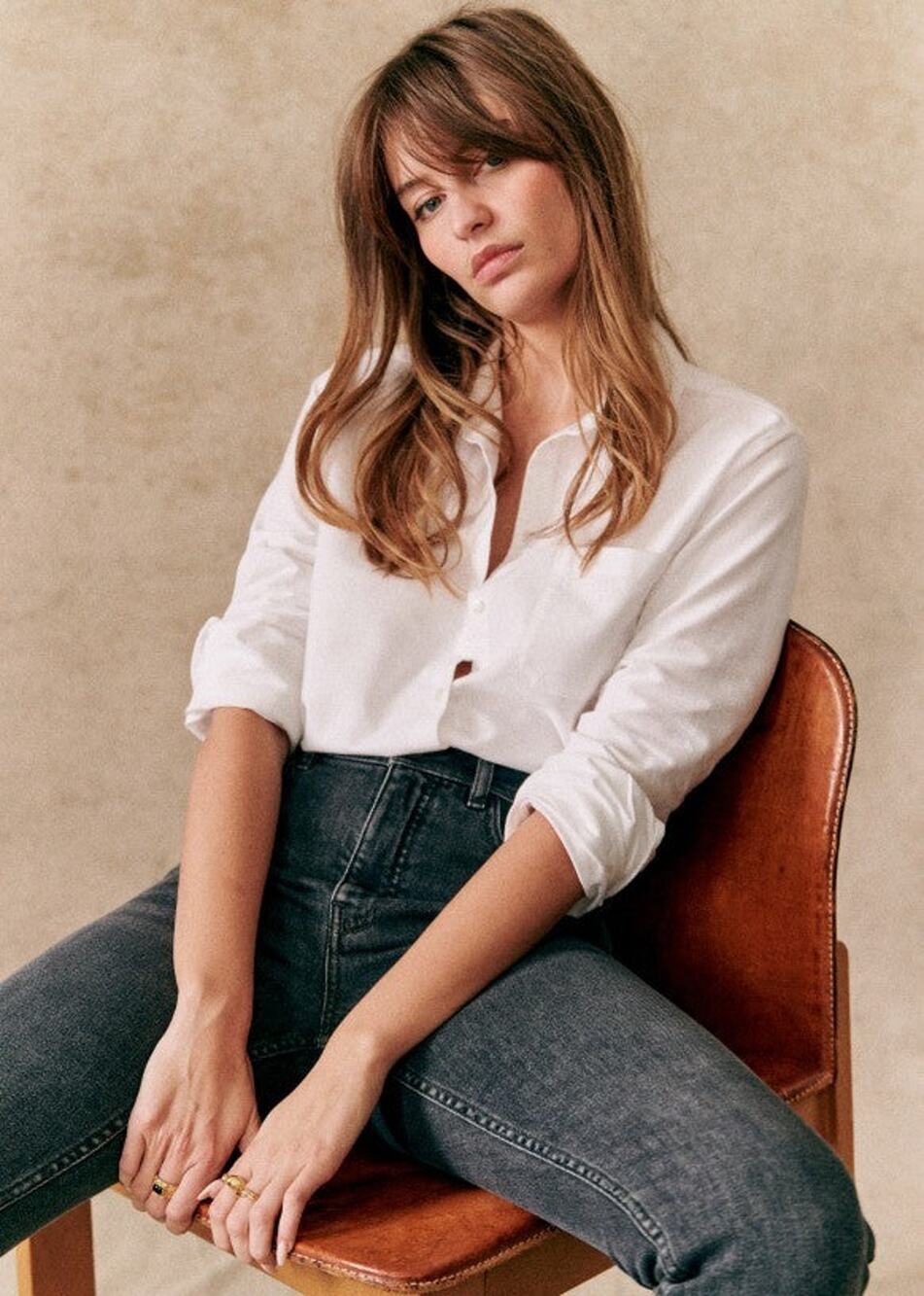 Sezane Organic Cotton Tomboy Shirt - 32 White